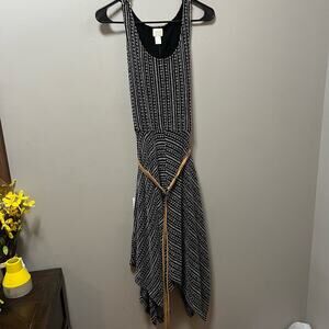 Boho Midi Dress Flowy Handkerchief Dress Hem Festival Vibes Earthy Tones 0 Small